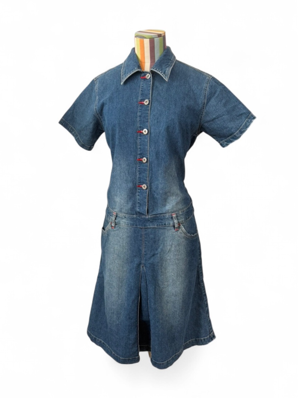 Diesel Denim Front Pleat Short Sleeve Dress